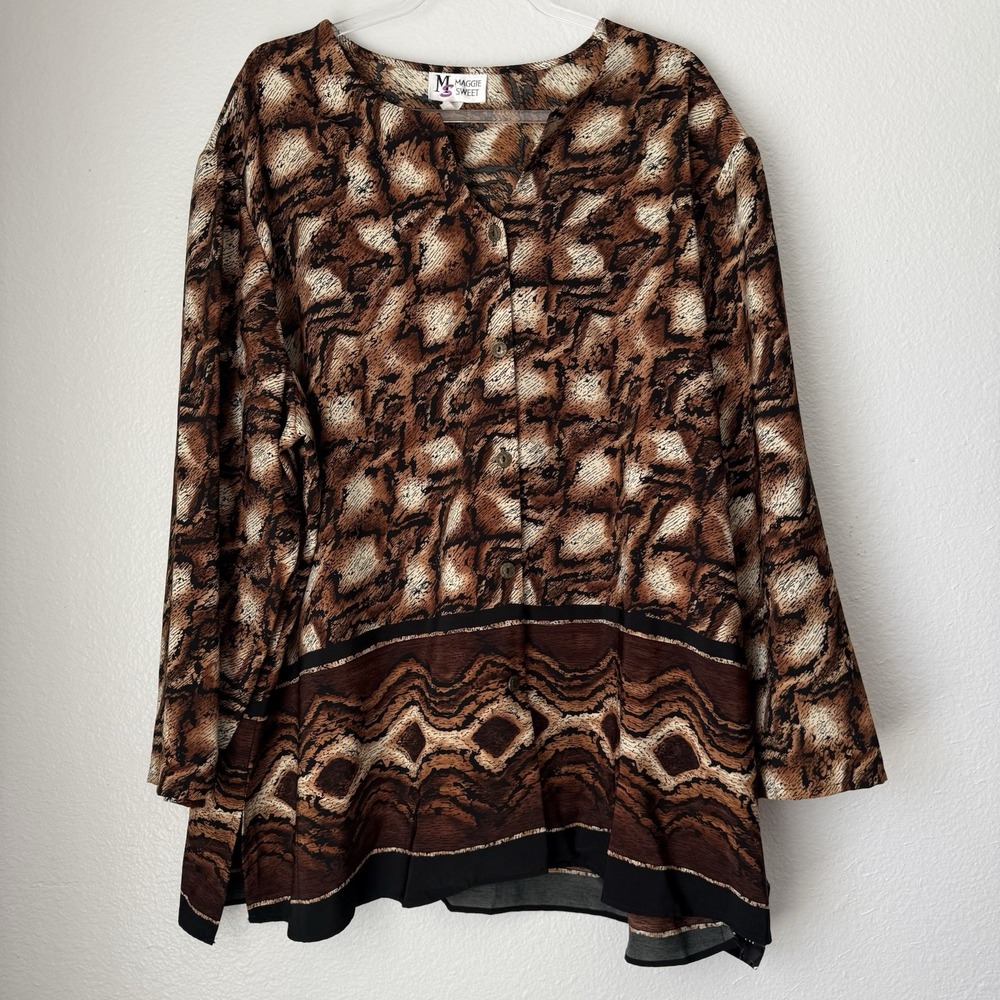 Vintage Maggie Sweet Women's Button Upβ Shirt 3X Artsy Eclectic 80s 90s NEW